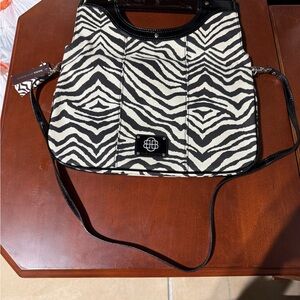 Dana Buchman Black and White Zebra-Print Crossbody Bag